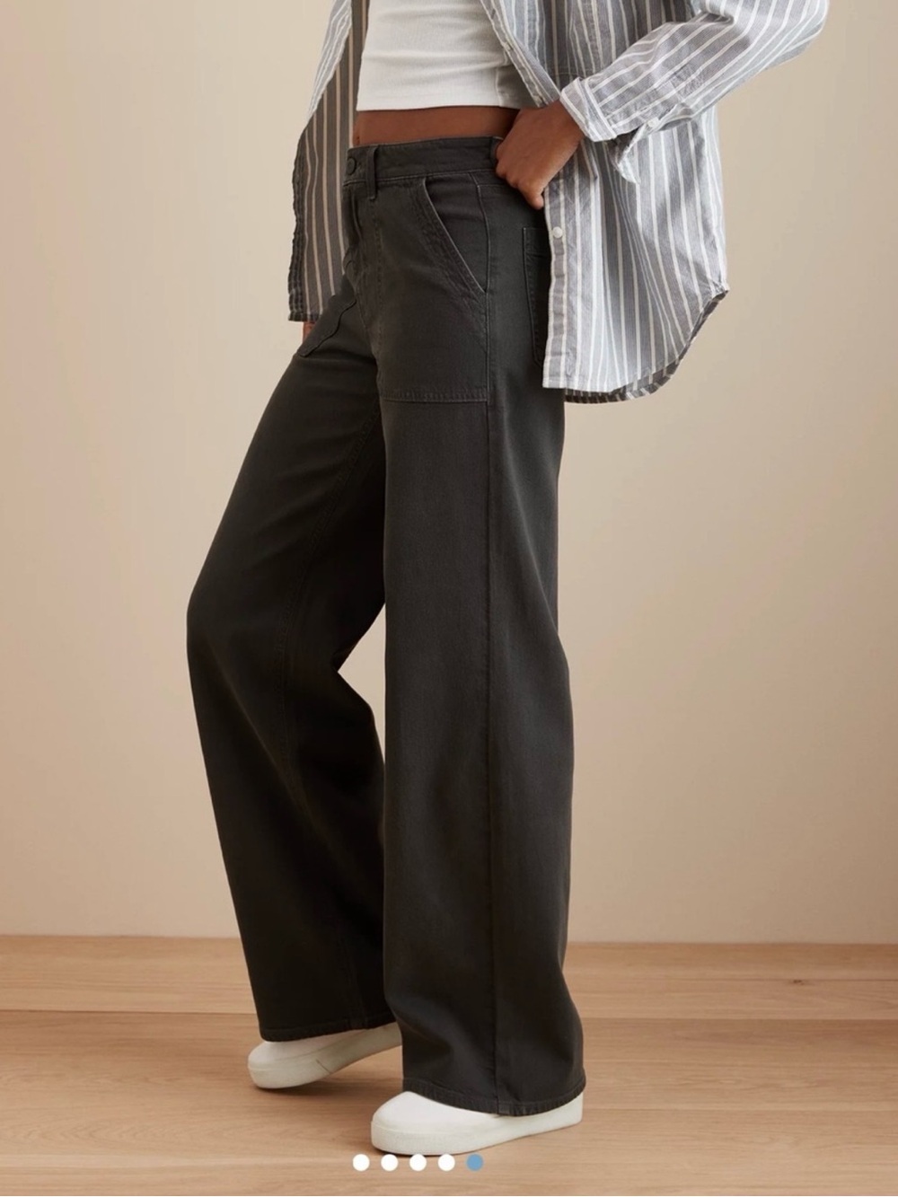 American Eagle Outfitters Wide Leg Pants in Charcoal Gray - Picture 3 of 6